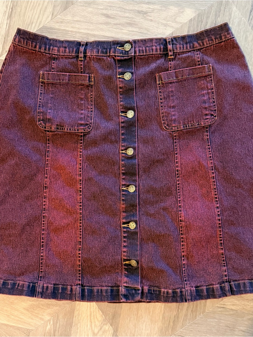 DG2 by Diane Gilman Purple Acid Wash Denim Skirt, Plus Size 22W, Stretch